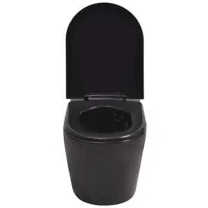 Berkfield Wall Hung Toilet Ceramic Black