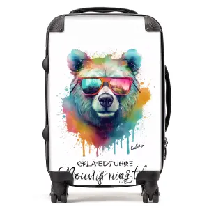 Splashart Colourful Bear In Glasses Suitcase - Cabin