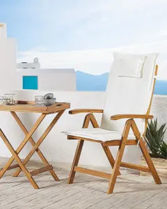 Set of 2 Garden Chairs with Cushions JAVA Acacia Wood Off-White