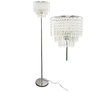 First Choice Lighting Chrome and Acrylic Crystal Jewelled Floor Lamp