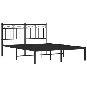 Berkfield Metal Bed Frame with Headboard Black 140x190 cm