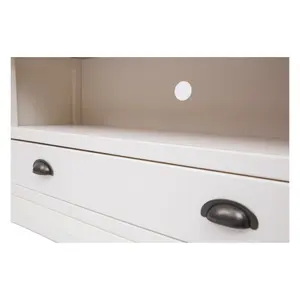 Cosenza Off White 1 Drawer TV Cabinet Brass Cup Handle