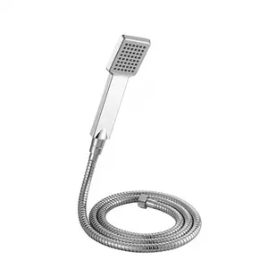 ENKI Traditional Chrome Square Handheld Shower Head with Hose & Wall Bracket EH008