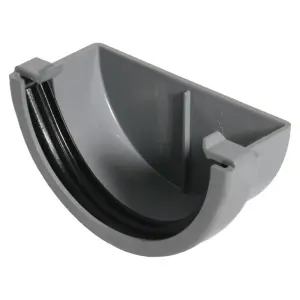 FloPlast Miniflo Grey Half round Gutter stop end, (L)51mm (Dia)76mm