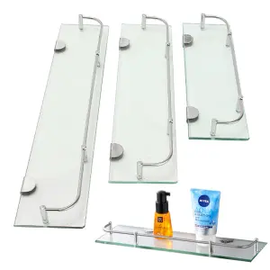 Wall Mounted Tempered Glass Storage Organizer Bathroom Shelf 40cm