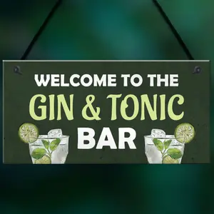 Gin And Tonic Bar Home Bar Man Cave Kitchen Sign Gift For Her Gin Gift