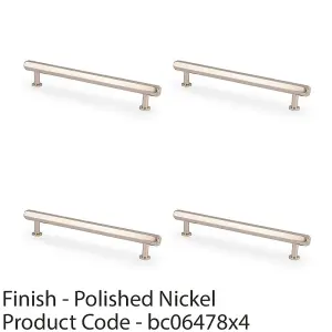 4 PACK - Industrial Hex T Bar Pull Handle - Polished Nickel 160mm Centres Kitchen Cabinet