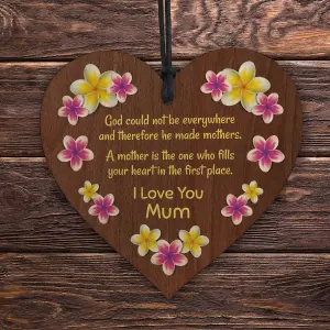 Red Ocean I Love You Mum Gifts Wooden Hanging Heart For Mum Mothers Day Birthday Gifts From Daughter Son Thank You Gift For Her