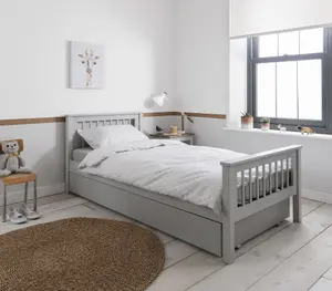 Hampshire Single Bed Frame with Olaf Trundle in Silk Grey