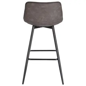 Upholstered Counter Stool with Metal Frame (Set of 2) Dark Grey