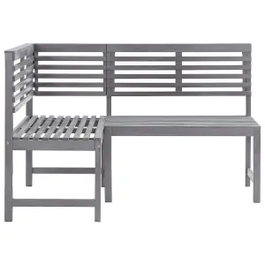 Berkfield Garden Corner Bench Grey 140 cm Solid Acacia Wood