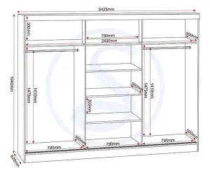 Nevada 3 Door Sliding Wardrobe in Grey Gloss Finish