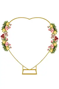 Heart Shape Arch Stand Metal Backdrop Stand Garden Arbors - 6.5ft, Gold