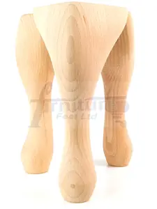 QUEEN ANNE WOODEN LEGS 250mm HIGH SET OF 4 RAW WOOD REPLACEMENT FURNITURE FEET   (Self Fixed)