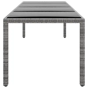 Berkfield Garden Table 250x100x75 cm Tempered Glass and Poly Rattan Grey