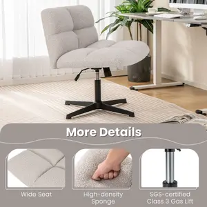 Costway Armless Home Office Chair Swivel Desk Chair Height Adjustable Task Vanity Chair