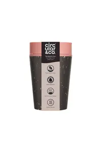 Circular Coffee Cup 8oz Black & Giggle Pink