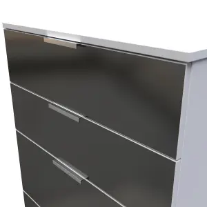 Poole 4 Drawer Deep Chest in Black Gloss & White (Ready Assembled)