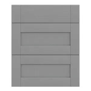 GoodHome Alpinia Painted Matt slate grey wood effect Drawer front, Pack of 3 (H)715mm (W)597mm (T)18mm