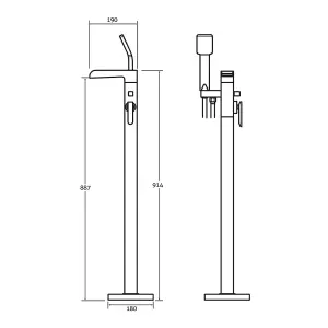 Ontario Polished Chrome Waterfall Floor Standing Bath Shower Mixer Tap