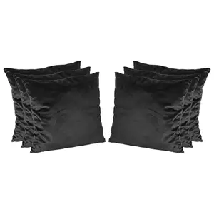 Square Velvet Cushions - 55cm x 55cm - Black - Pack of 6