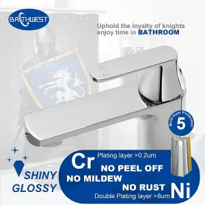 BATHWEST Basin Mixer Taps Bathroom Sink Tap for Basin, Chromed Brass Modern Basin Tap