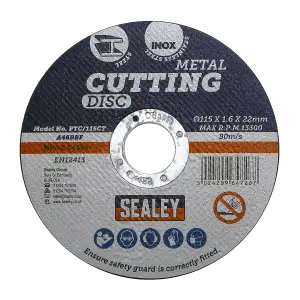 Sealey General Purpose Flat Cutting Disc 115 x 1.6mm 22mm Bore PTC/115CT