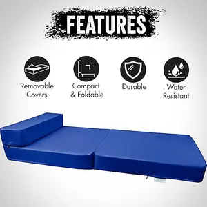 Fold Out Single Z Bed Futon Sofa Chair Mattress - Dark Blue