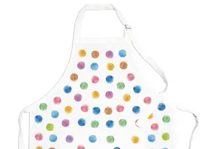 Purely Home Polka Dot Kitchen Apron - Rainbow Multicolour Cooking & Baking Gift