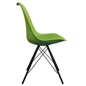 Soho Green Plastic Dining Chair with Black Metal Legs