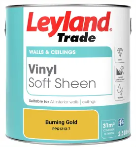 Leyland Trade Vinyl Soft Sheen Walls & Ceilings Emulsion Paint Burning Gold (PPG1213-7) - 2.5L