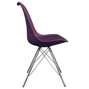 Soho Aubergine Plastic Dining Chair with Chrome Metal Legs