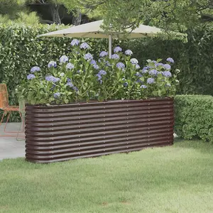 Berkfield Garden Planter Powder-coated Steel 224x40x68 cm Brown