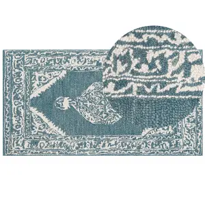 Wool Area Rug 80 x 150 cm White and Blue GEVAS