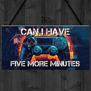 Red Ocean Neon Five More Minutes Hanging Gaming Sign For Boys Bedroom Sign Man Cave Sign Son Brother Dad Boys Gift