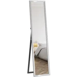 HOMCOM Floor Mirror Wall Mounted Leaning Standing Mirror 37 x 157cm Silver