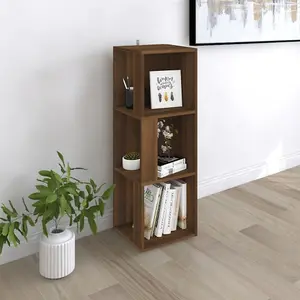 Berkfield Corner Cabinet Brown Oak 33x33x100 cm Engineered Wood