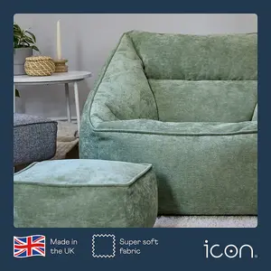 icon Natalia Chenille Armchair Bean Bag and Footstool Set Sage Green Giant Bean Bag Chair