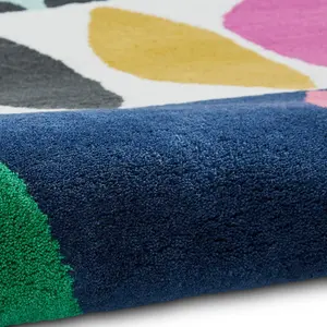 MultiColoured Luxurious Modern Abstract Wool Rug For Bedroom & Living Room-120cm X 170cm