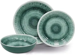 Vanilla Leisure Roma 12 Piece Plate and Bowl Melamine Dinner Set For Caravan and Camping