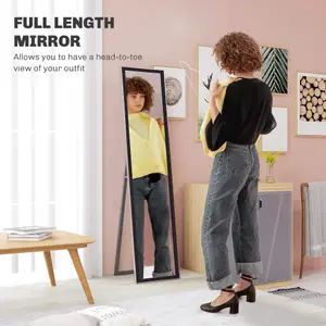 HOMCOM Floor Mirror Wall Mounted Leaning Standing Mirror 37 x 157cm Black