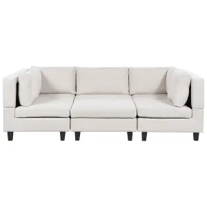 5-Seater Modular Fabric Sofa with Ottoman Light Beige UNSTAD