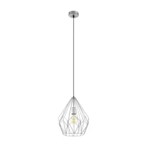 Hanging Ceiling Pendant Light Silver Wire Cage 1x 60W E27 Hallway Feature Lamp