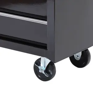 HOMCOM 5-Drawer Tool Chest Steel Lockable Tool Storage Cabinet w/ Wheels Black