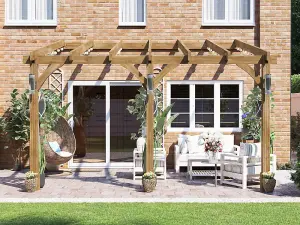 Dunster House Wooden Lean To Pergola Kit 4m x 3m Wall Mounted Garden Plant Frame Leviathan