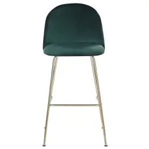 Set of 2 Bar Chairs ARCOLA Velvet Emerald Green