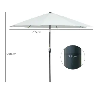 Outsunny 2.7M Patio Umbrella Outdoor Sunshade Canopy w/ Tilt and Crank White