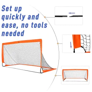 HOMCOM Football Goal Folding Outdoor with All Weather Net 6'x3' Orange