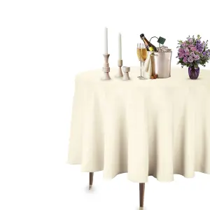 Neel Blue Round Tablecloth 274cm - Ivory