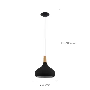 EGLO SABINAR Black Steel Pendant Light